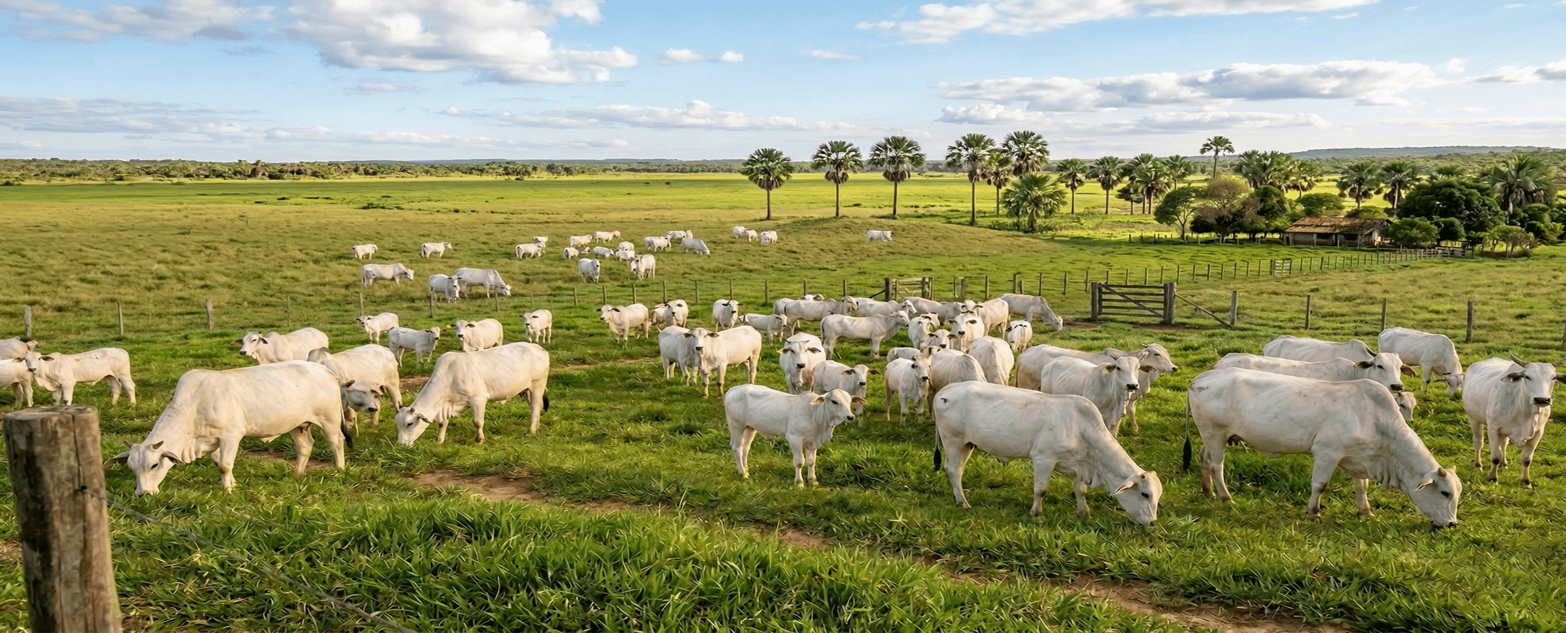 Campo agrícola verde ao amanhecer