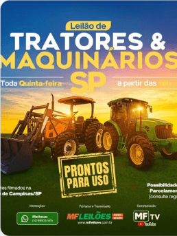 Cartaz do LEILÃO DE TRATORES & MAQUINÁRIOS SP